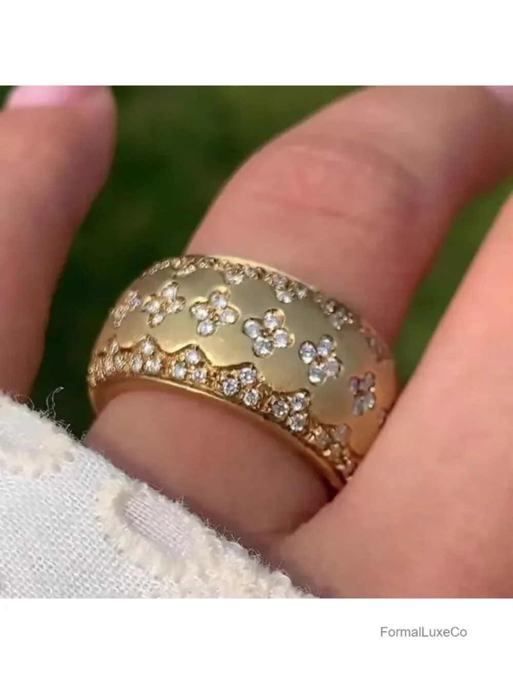 18K Gold Eternity Ring - AAA CZ Diamond Look Statement Jewelry Size 8
